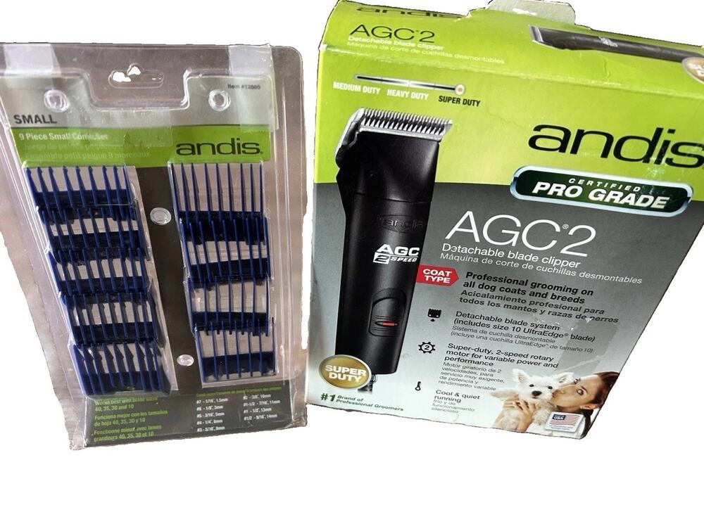 Andis AGC2 2 Speed Pro Dog Grooming Clipper #10 Blade + 9 Comb Set 22340